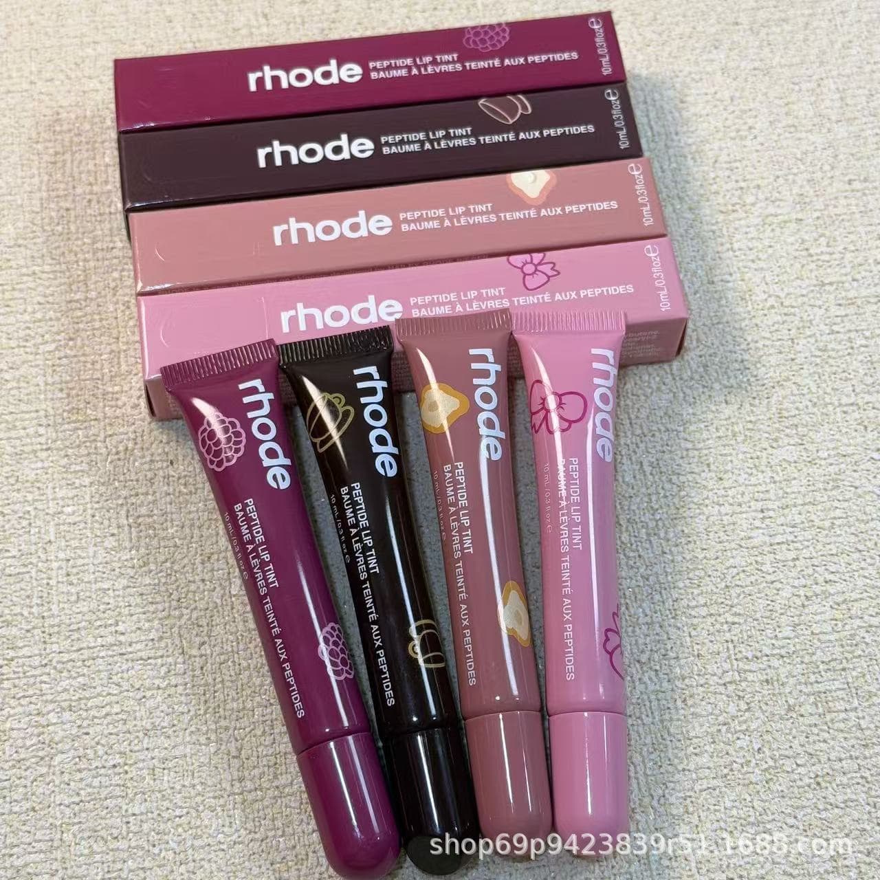 Cross-border Rhodes Hailey Birthday Limited Colored Lip Gloss Lip Gloss Watery Lip Glaze Moisturizing Ribbno/espresso