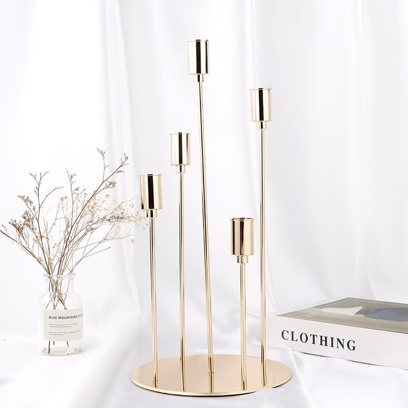 Wedding decoration candle ornaments props iron romantic candlestick European candlestick home wine cabinet five-head iron retro