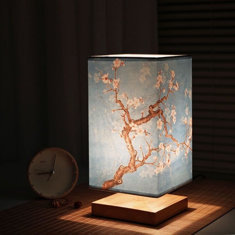 Vintage-inspired minimalist creative night light for a cozy bedroom, trendy new Chinese-style wooden lamp with a Korean touch.