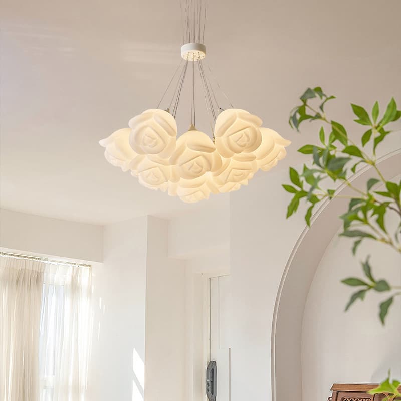 Internet celebrity cream style creative rose living room chandelier modern simple romantic warm bedroom children's room chandelier