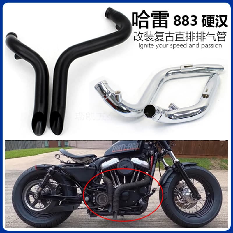 Harley Davidson 883 Exhaust Pipe Modification 1200 48 XL883N Straight Dual Exhaust Pipes