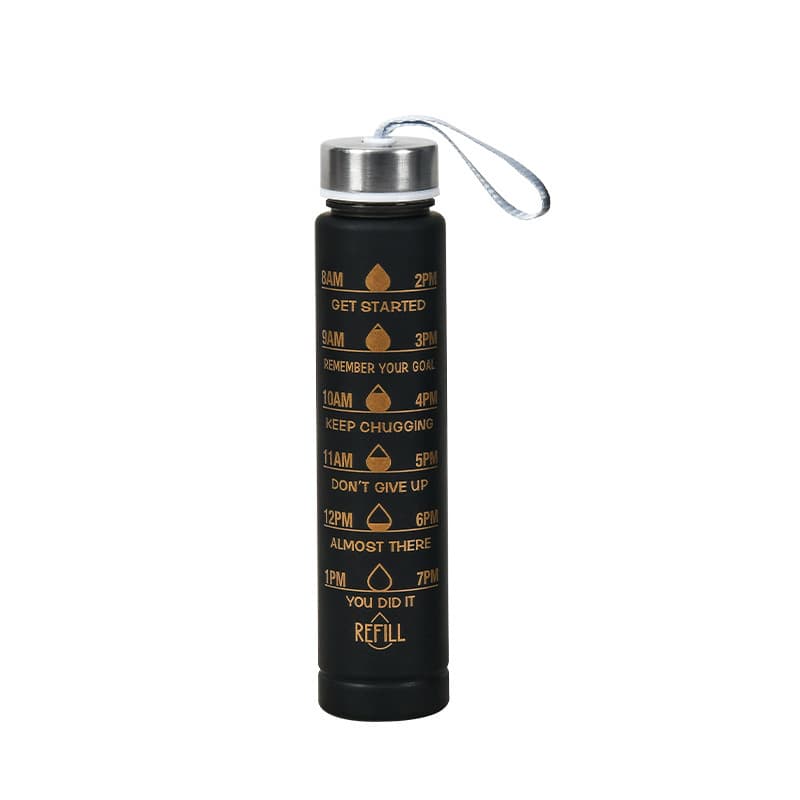Factory Direct Sports Water Bottle Heat-Resistant Time Scale Straw Cup Frosted Gradient Plastic Cup