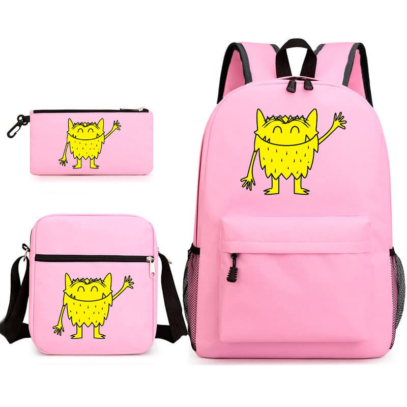 New Cross-Border Game My Emotional Little Monster Backpack, Shoulder Bag, and Pencil Case 3-Piece Set