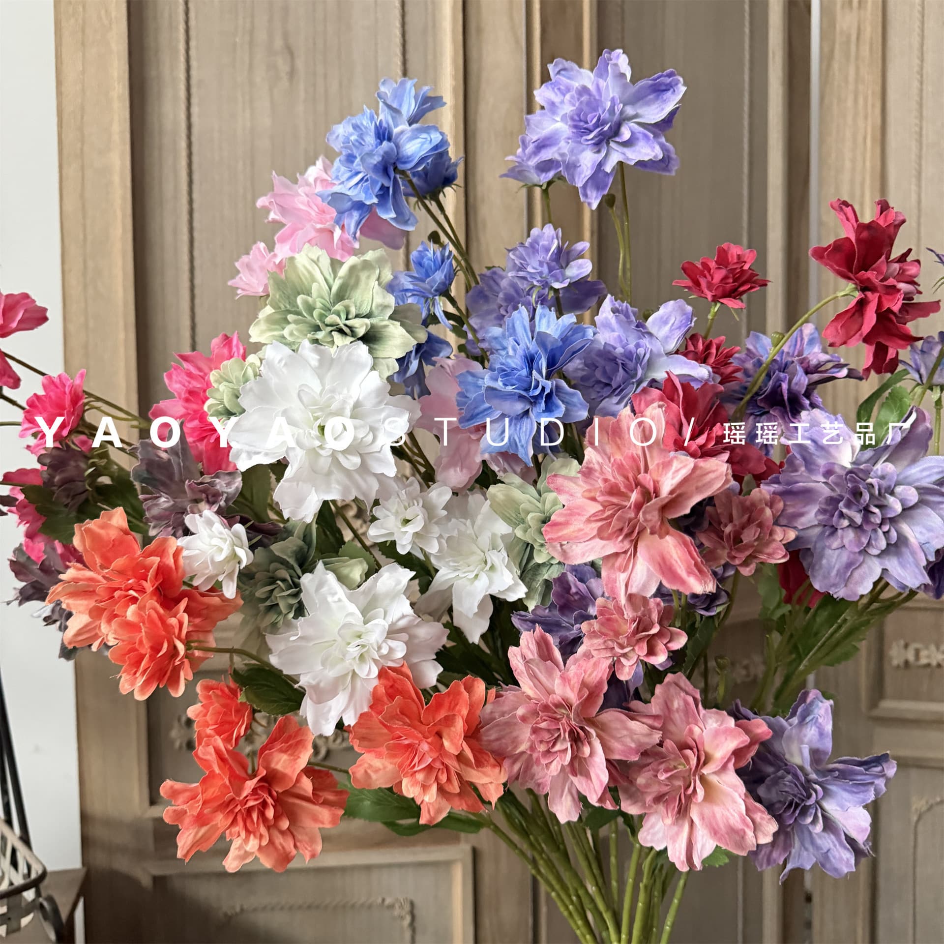 6-head printed small flowers, photography props, fake flowers, hotel wedding arrangements, living room decorations, home decoration flowers