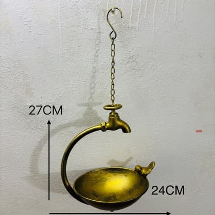 Outdoor Hanging Metal Bird Feeder Bird Bath, Yard Garden Creative Faucet Shape Garden Decoration Feeder