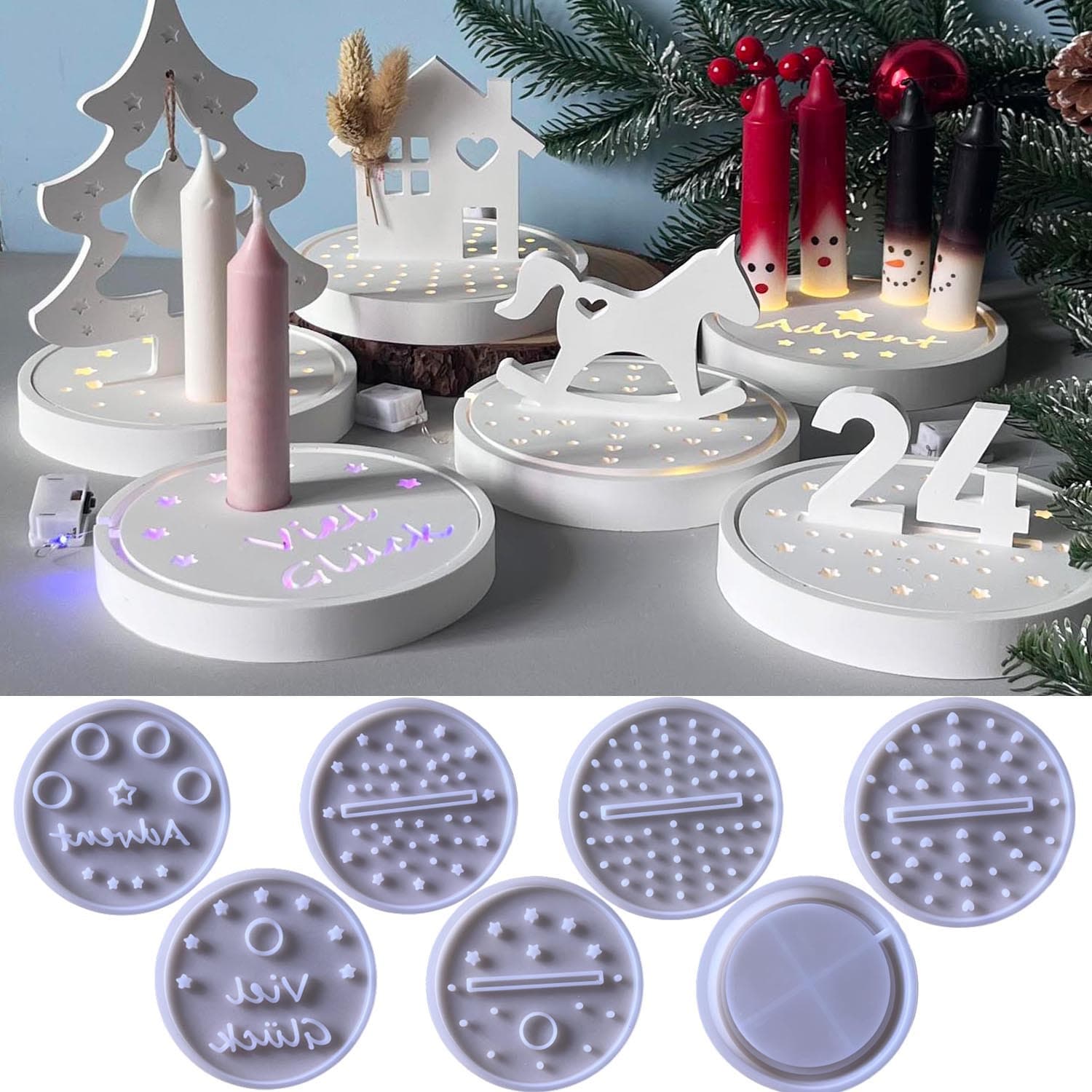 Round Socket Candle Holder Stand Plaster Resin Mold Insert Candle Holder Stand Mold Festival Atmosphere Light