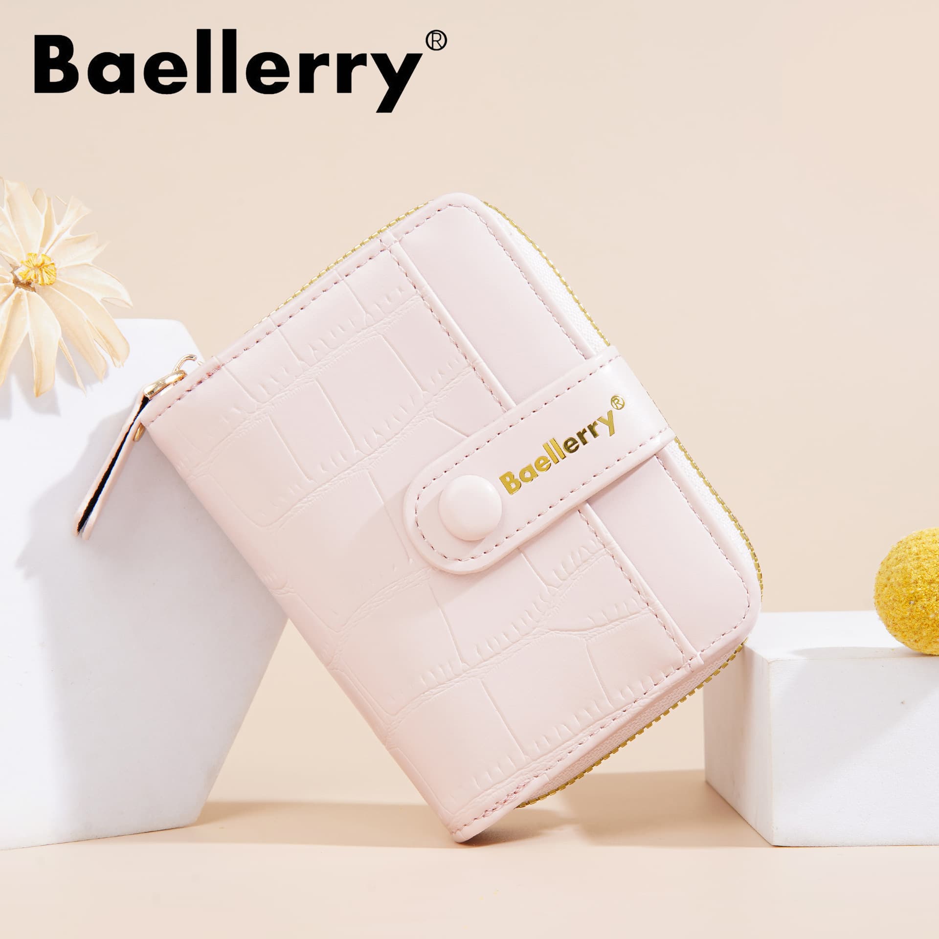 New Cross-Border Women's Ins Style Short Stone Texture Wallet with Multiple Card Slots and Zipper Coin Pocket Wallet
