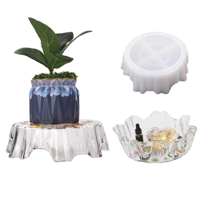 DIY Crystal Epoxy Resin Irregular Tray Flower Pot Stand Display Shelf Storage Tray Mirror Silicone Mold