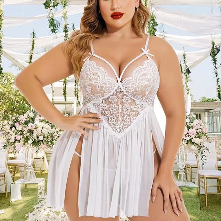 Sexy Lace See-through Mesh Underwear Set Two-Piece Pure Color Strap Dress Erotic Innerwear for Special Occasions