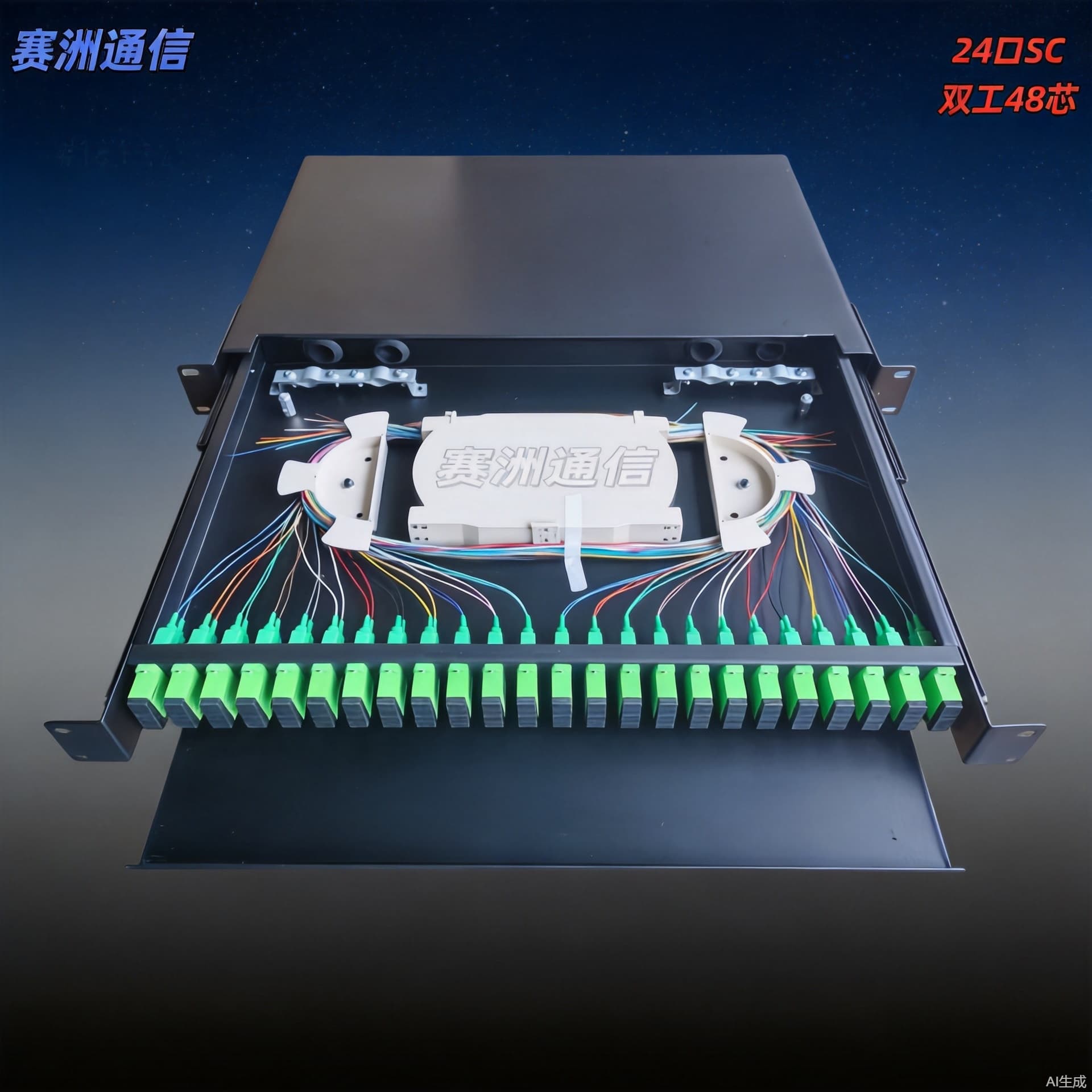 1U Rack-Mountable Sliding 48-Core Patch Panel 24-Port SC Fiber Optic Termination Box 12-Port Rack-Mount Fiber Splice Box