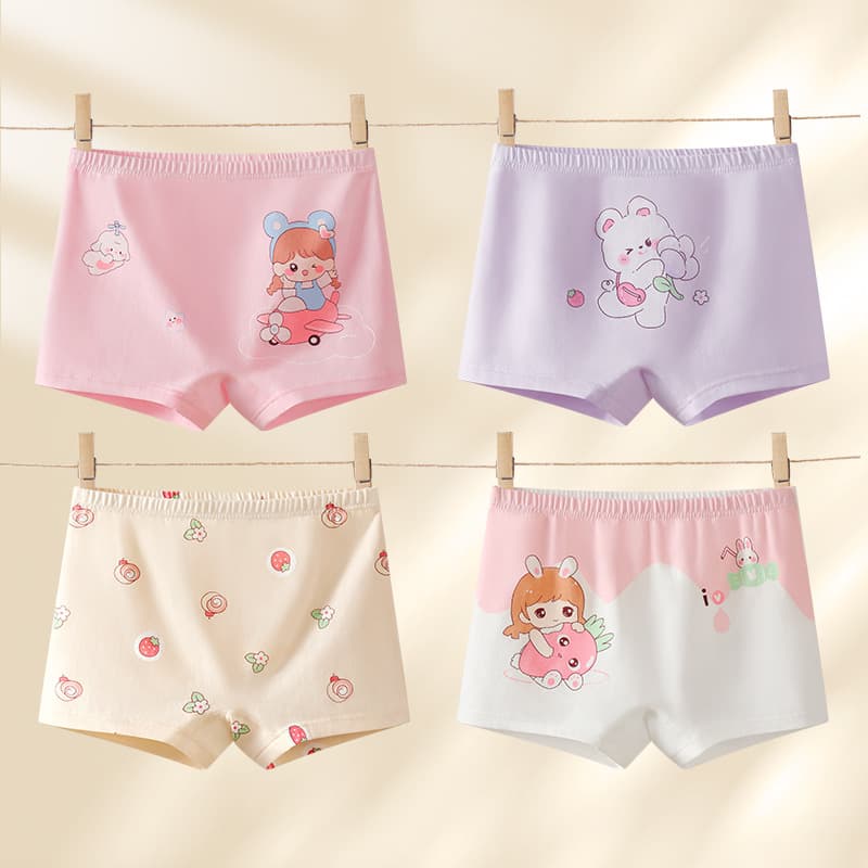 Girls' underwear pure cotton Class A cotton boxer 7A antibacterial and breathable 3-14 years old, no butt pinching, small children and big children's underwear for women