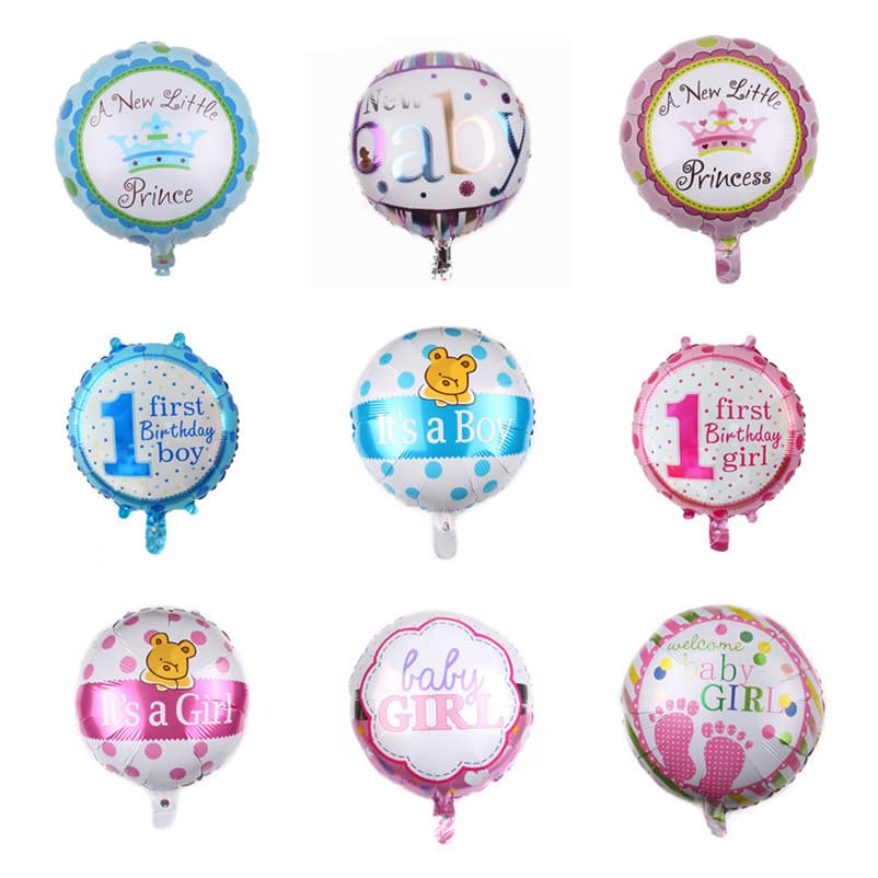 18-inch Round Baby Boy Girl Birthday Foil Balloon for Kids First Birthday Party Wholesale