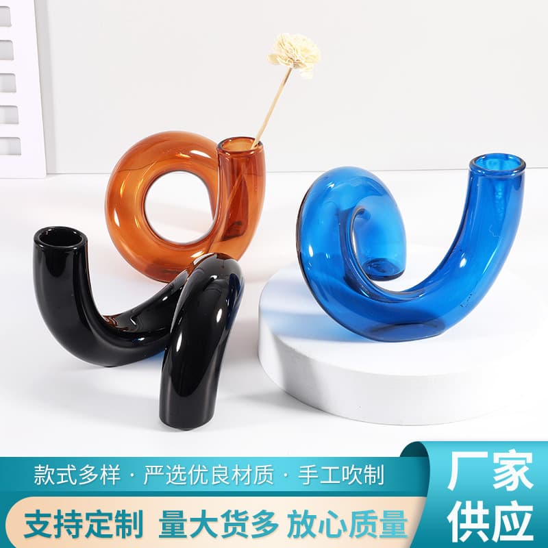 Colorful Irregular Glass Vase Nordic Style Decorative Creative Flower Arrangement Candle Holder Home Living Room Ornament