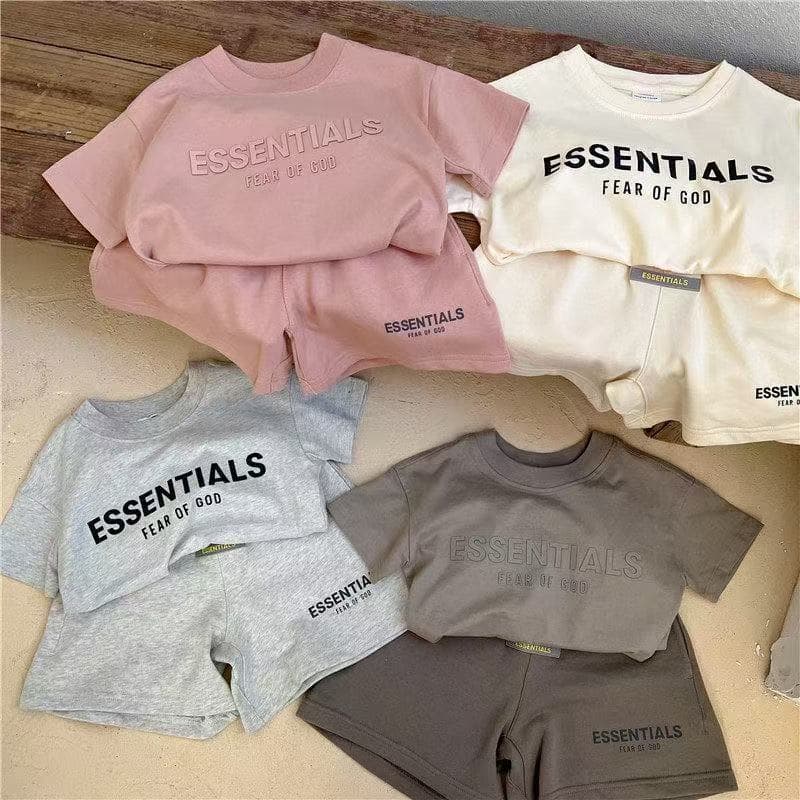 Two-Piece Comfort Letter Print Short Sleeve Sport Set for Kids, Girls' Shorts, Baby Boys' Thin Summer Style
