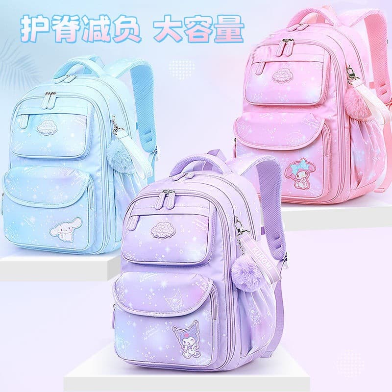 2025 New Backpack for Elementary School Girls Grades 1-6 Cartoon Children's Large Capacity Lightweight Spine Protection Double Shoulder Bag