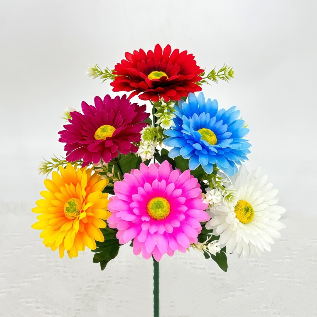 Artificial Flower 6-Head Pastoral Chrysanthemum Bouquet Fake Flower Opening Ceremony Handheld Silk Flower Large Garden Decoration Chrysanthemum Bunch