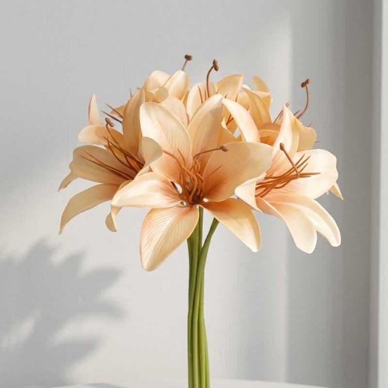 8-Head Realistic Asiatic Lily Artificial Flowers Autumn Tone