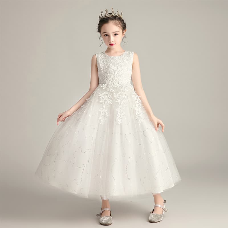Girls Princess Dress Summer Wedding Gown Children's Tutu Performance Costume 3-12 Years Old Flower Girl Dress Lace