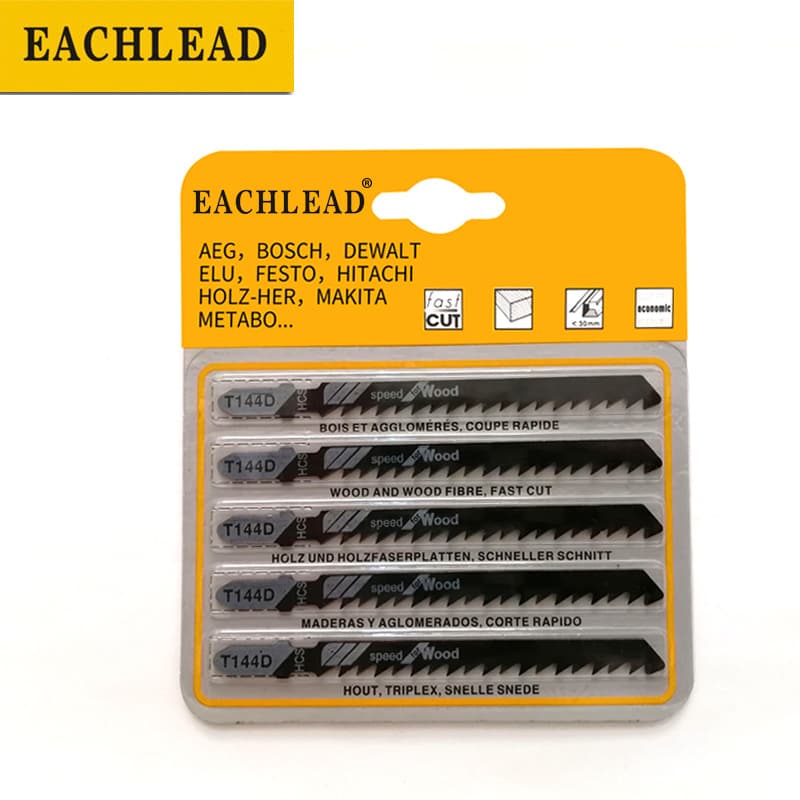Yichuan jigsaw blades, sabre reciprocating saw blades T144D, ground teeth for hardwood and coated panels, reverse cutting, 5 pieces per pack