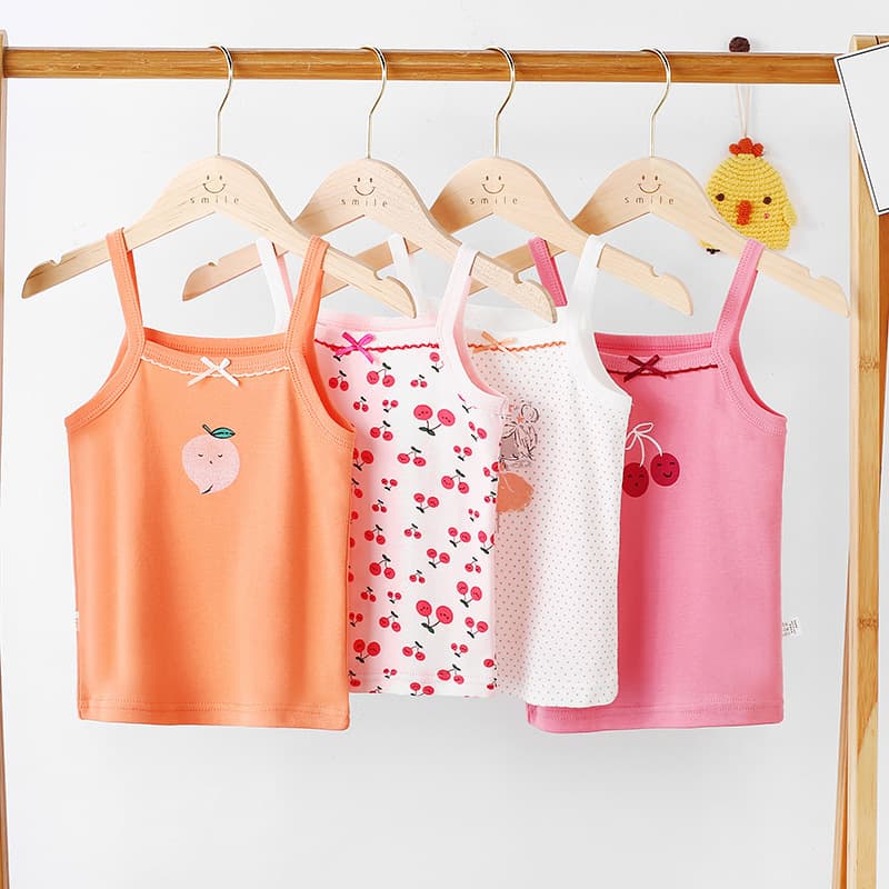 Children's Summer Vest, Cartoon Print, Thin Ribbed Racerback Tank Top for Boys and Girls