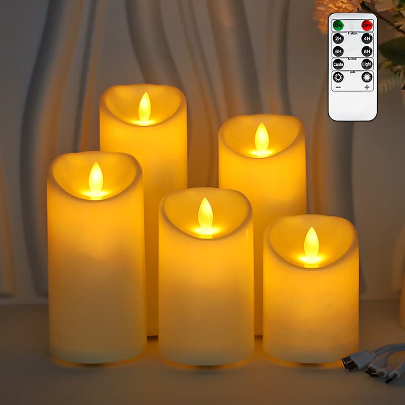 USB Rechargeable Flickering LED Candle Lamp for Weddings, KTV, Club Decoration, Electronic Candle Light for Cross-Border Sales