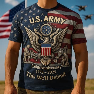Cross-border Amazon Men's Fashion 2026 New Short Sleeve 3D Print T-Shirt USA Anniversary Short Sleeve T-Shirt