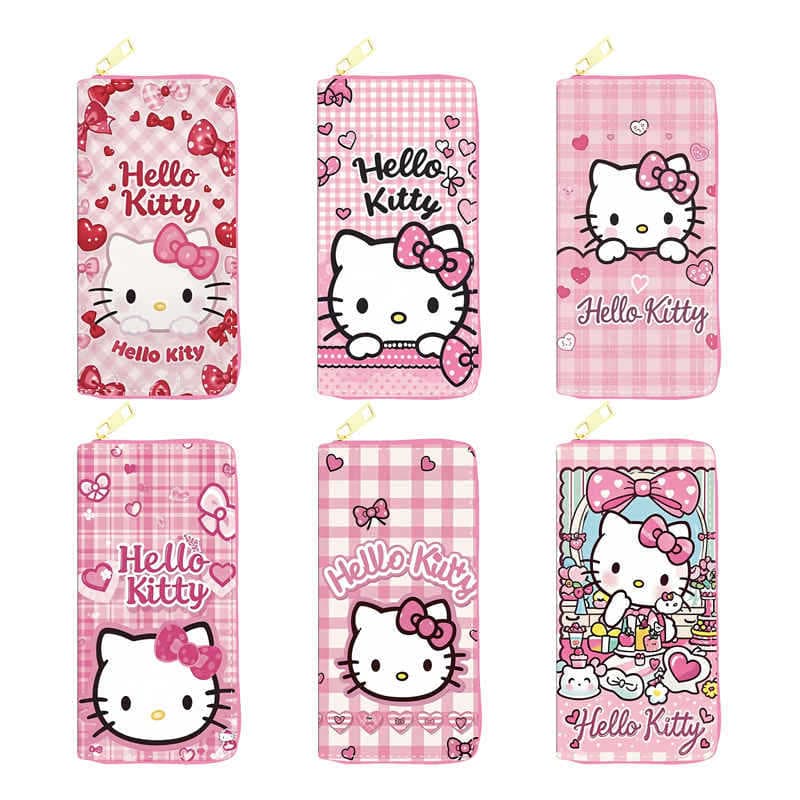 Spot cartoon cute cat PU single pull bag multi-card slot mobile phone wallet girl middle school student coin clip