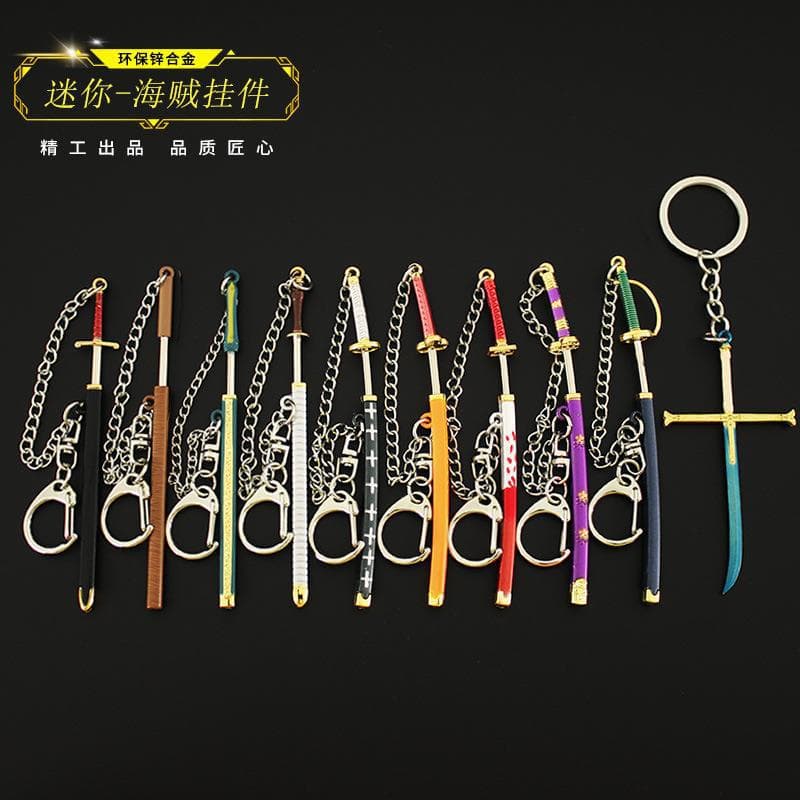 One Piece Weapon Peripheral Mini Captain Chaka Hawkeye Black Sword Night Autumn Water Snow Zoro Keychain Pendant