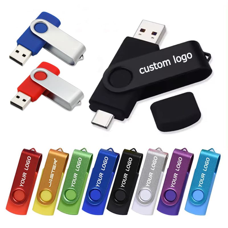 Metal Swivel USB Drive for Phone and Computer, USB Compatible with Samsung, Huawei, Apple Phones, Type-C Phone USB Drive