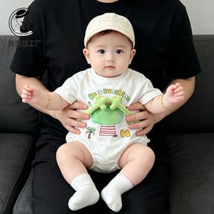 Cartoon Baby Romper, Summer Short Sleeve, Newborn Infant Clothes, Thin Pure Cotton, Cute Summer Outdoor Crawling Suit