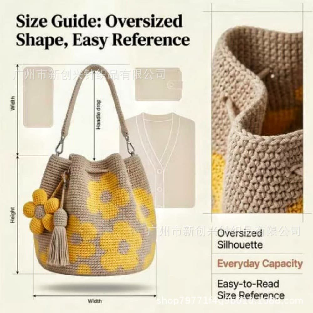 Cross-border New Product HANDCRAFTED CROCHET FLOWER BAG Handmade Crochet Flower Bag with Fringe Accessories