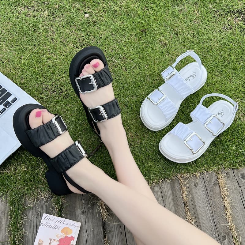 Women's Summer Platform Sandals with Buckle, Fairy Style Thick Sole Beach Shoes for Outdoor Wear