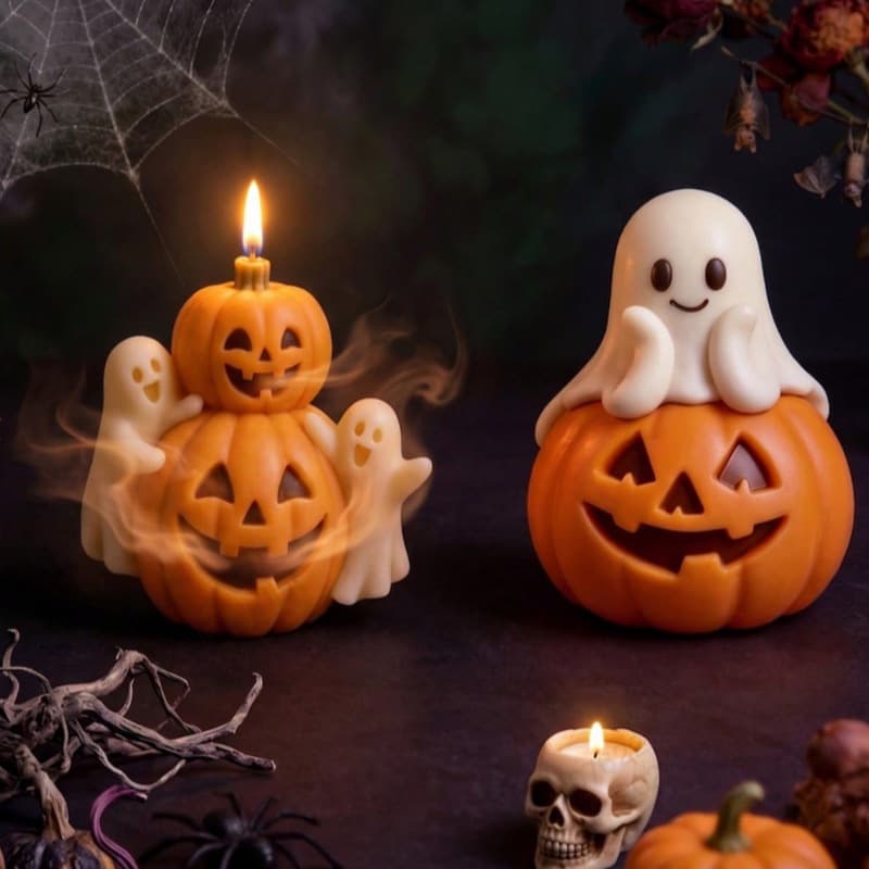 Cross-border Halloween Chin-resting Ghost Pumpkin Candle Silicone Mold DIY Handmade Aromatherapy Gypsum Craft Mold
