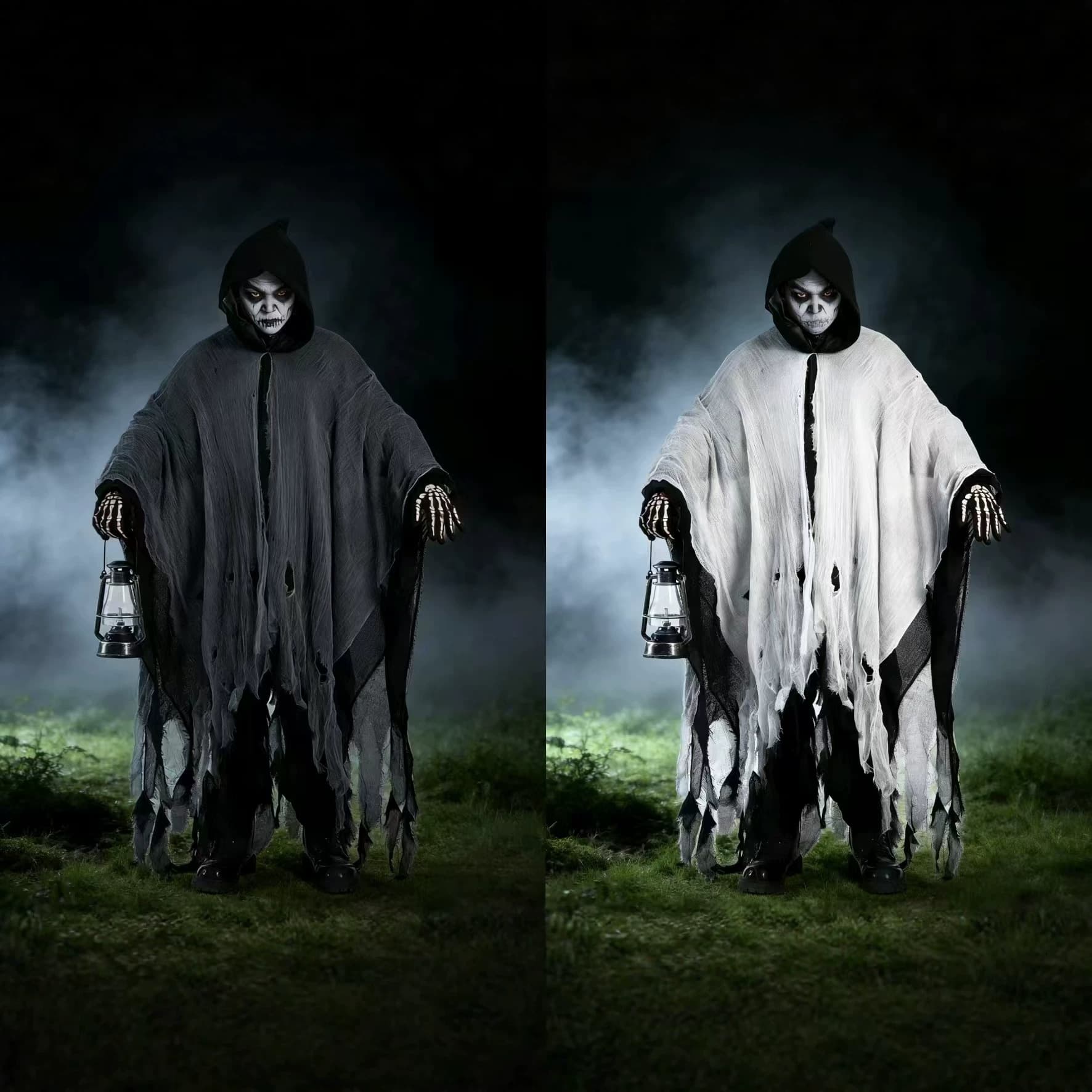 Halloween Cloak Cape Skeleton Costume Mask Murder Mystery Ghost House Escape Room Zombie Cosplay Outfit Props