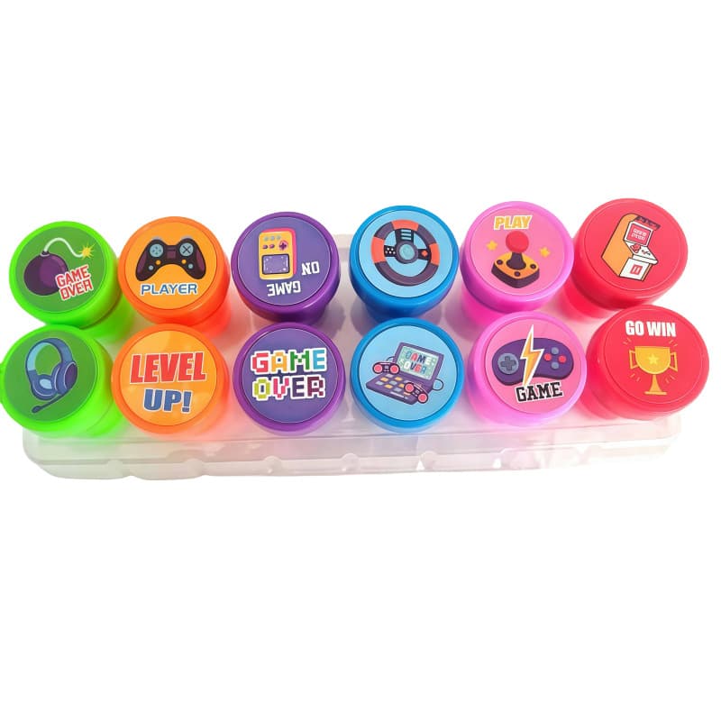 Cross-border Cartoon Game Stamps, 12 Gaming Themed Children's Stamps, Handle and Keyboard Designs, Multiple Game Stamps for Journals