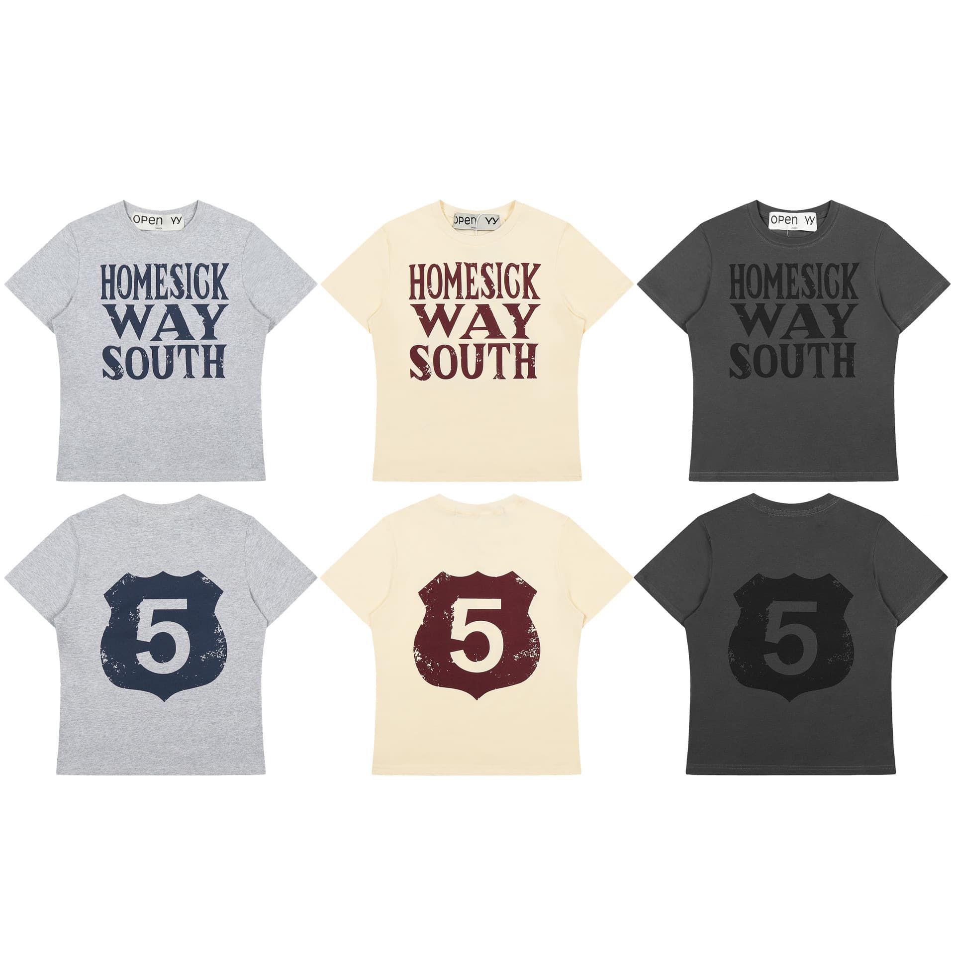 Korean trendy niche brand openyy short sleeve T-shirt for women, same style as Bai Lu and Song Yanfei, vintage print, pure cotton
