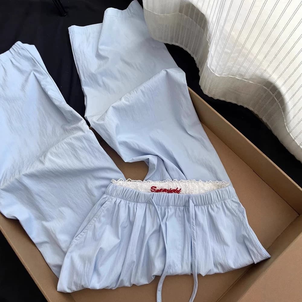 Lace Straight Wide Leg High Waist Loose Casual Long Pants for Women, Lightweight Spring and Summer New Arrival, Petite-Friendly Draped Yamamoto Style Pants