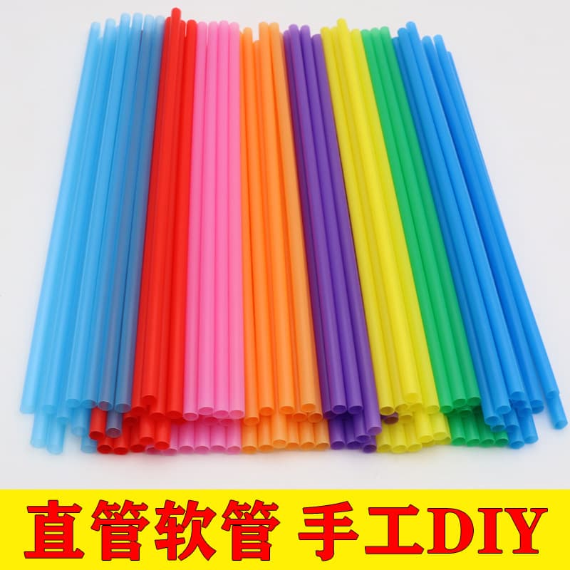 Colorful Disposable Plastic Straws For Children's Diy Handmade Assembly Straight Tube 6*190mm Pp Material