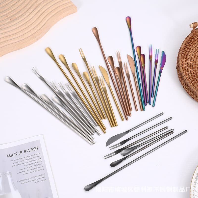 Creative 304 Stainless Steel Japanese Style Solid Matte Bar Long Handle Ice Spoon Cocktail Honey Stirring Stick Coffee Spoon