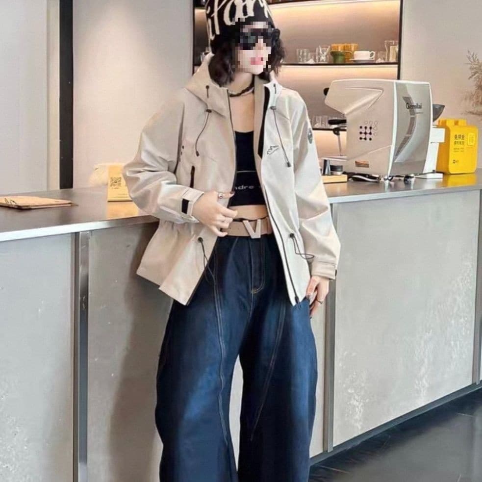 Women's Winter New Windbreaker Workwear Loose Casual Waist-Cinching Trench Coat Hooded Jacket Trendy
