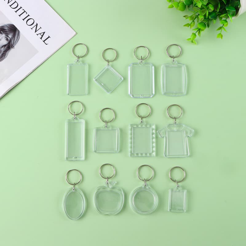 Cross-border acrylic keychain empty shell photo keychain calligraphy keychain photo frame love blank keychain