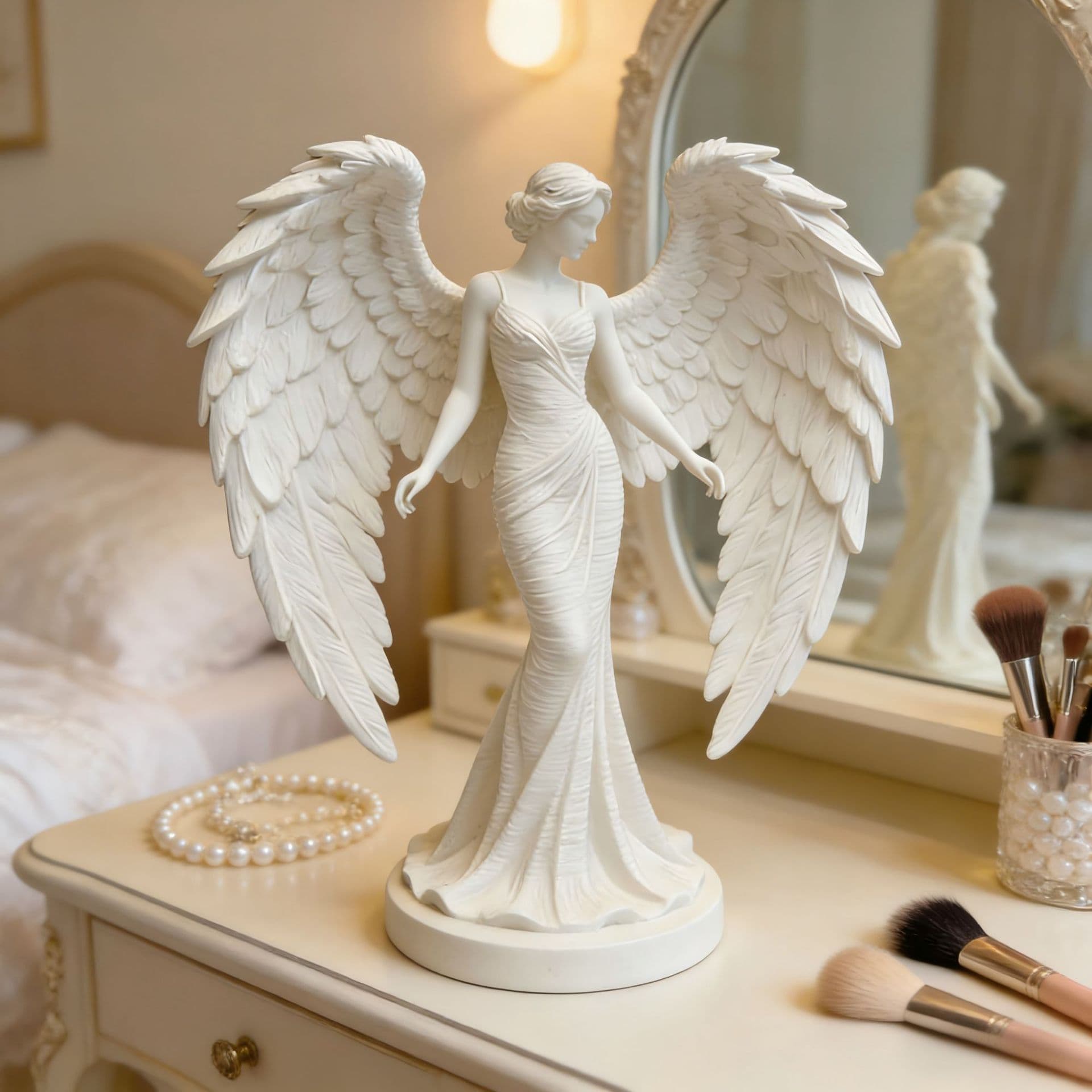 Holy Angel Figurine Sculpture, Light Luxury Home Office Living Room Decoration, Beautiful Angel Art Sculpture, Unique Gift