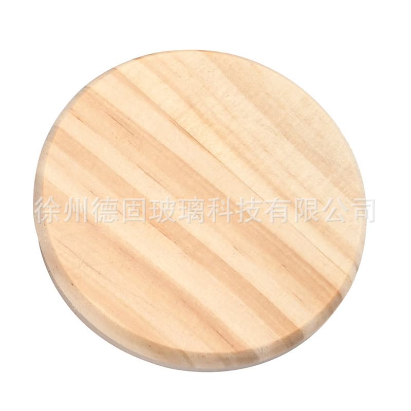 Bulk Discounts on Pine Wood Lid Round Glass Cup with Wooden Cover, Candle Cup Lid, Food-Grade Silicone Ring, and Engraved Logo