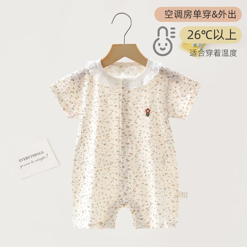 Baby Short-Sleeve Bodysuit Summer Thin Newborn Boys Girls Half-Sleeve Romper Crawling Suit Air Conditioning Suit