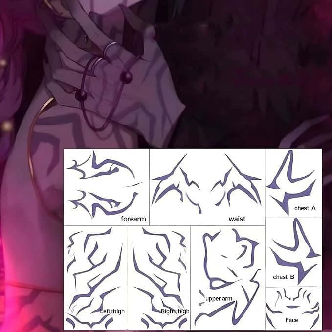 Cross Border Temporary Tattoo Demon Cosplay Sticker Hunter Rumi Cosplay Accessories Purple