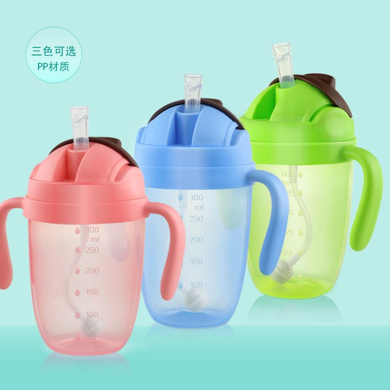 Baby Water Cup with Straw and Handle Leak-Proof Toddler Drinking Bottle Infant Sippy Cup