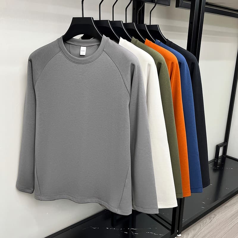 Amazon cross-border long-sleeved bottoming shirt men's Lyocell solid color warm thermal T-shirt men's inner wear light luxury men's clothing
