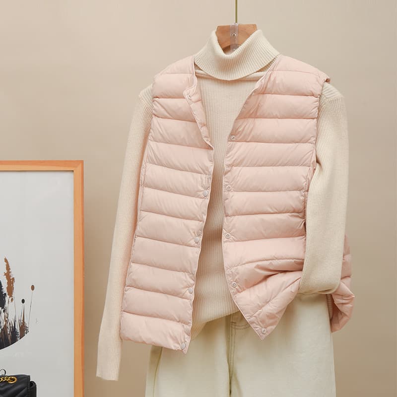 90% Down 2025 New Down Jacket for Women Inner Liner Vest Lightweight Premium Light V-Neck Round Neck White Duck Down Inner Layer Vest