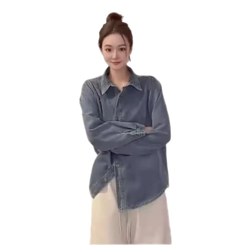 Fashionable Thickened Fleece-Lined Denim Shirt for Women Long Sleeve 2026 Spring New Trendy Stylish Top