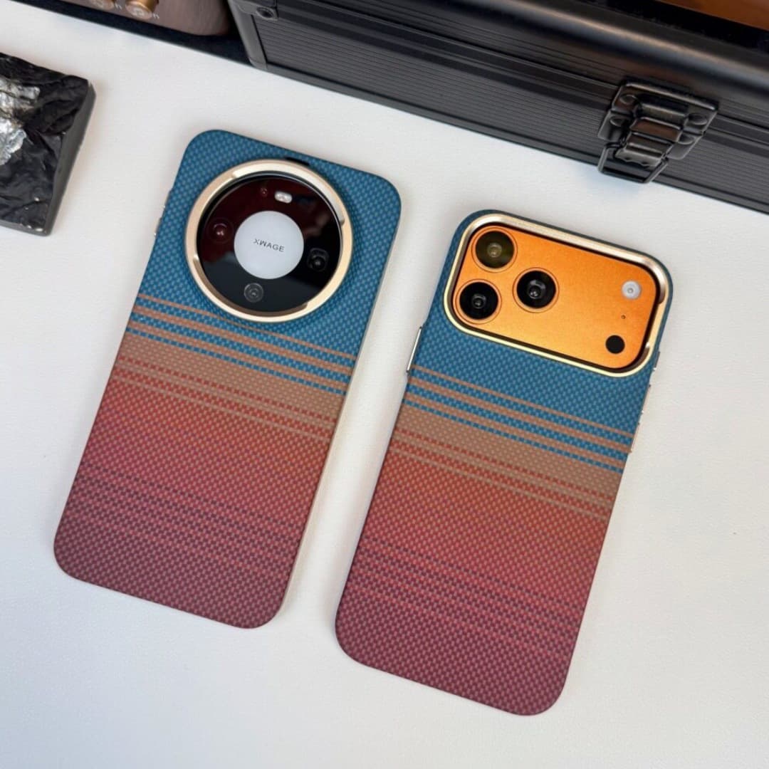Suitable for iPhone17promax carbon fiber pattern magnetic phone case Kevlar pattern Apple 16 anti-fall protective cover